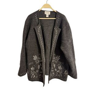 Vintage Linea by Louis Dell’Olio 100% Wool Embroidered Open Cardigan Size 2X